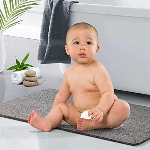 Idyfodol Loofah Shower Mat Non Slip Anti Mould 43 x 75 cm With Shower Puff PVC Machine Washable Bath Mats for Inside Outside Shower-Rectangular (Beige)