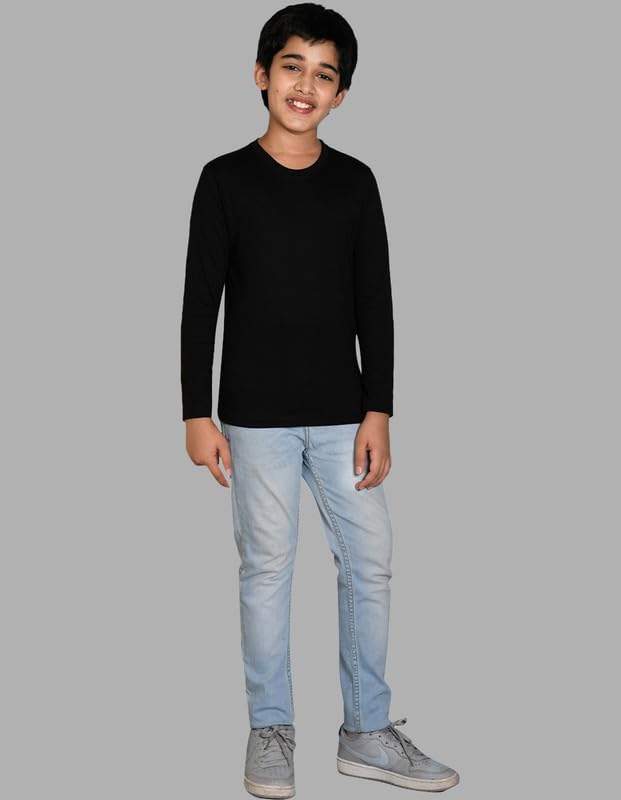 Image of Nusyl Boys Solid Cotton Blend Tshirts - Soft & Comfortable Full-Sleeves T-Shirts | Casual Wear for Kids & Teen Boys | Full Sleeves T-Shirts |- NUBCTSF001-PO2-1