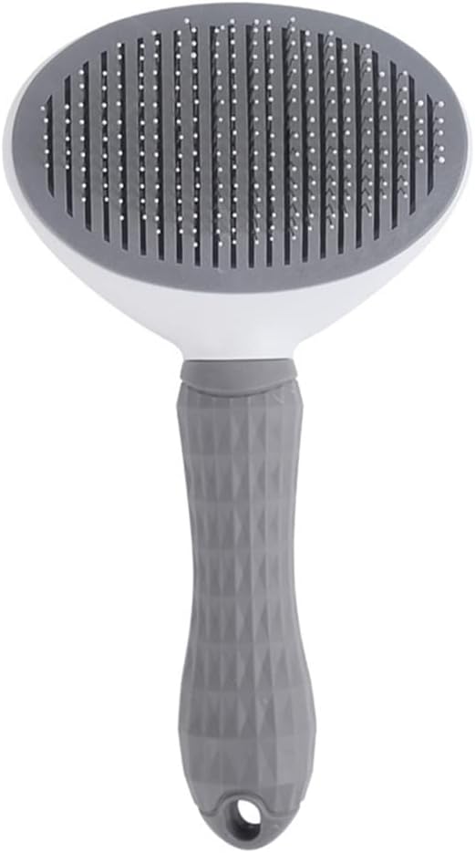 Self-Cleaning Slicker Brush Comb - Best Pet Cat Dog Grooming Long Short Hair - Shedding Loose Undercoat Tangled Haired Removes Tool - Gray