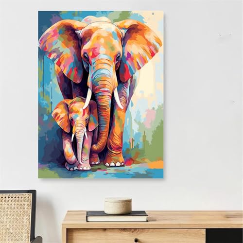 Coloriage par numéro adulte éléphant pour une décoration de chambre moderne