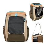 Travel Cat Backpack Carrier - The Navigator Convertible Pet Carrier Backpack - Cat Carrier Backpack with Fully Ventilated Mesh (Earth)
