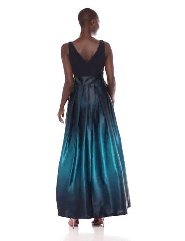 slim fit dress slacks 3/4 Sleeve Matte Jersey & Ombre Satin Ballgown – S.L. Fashions main image 1