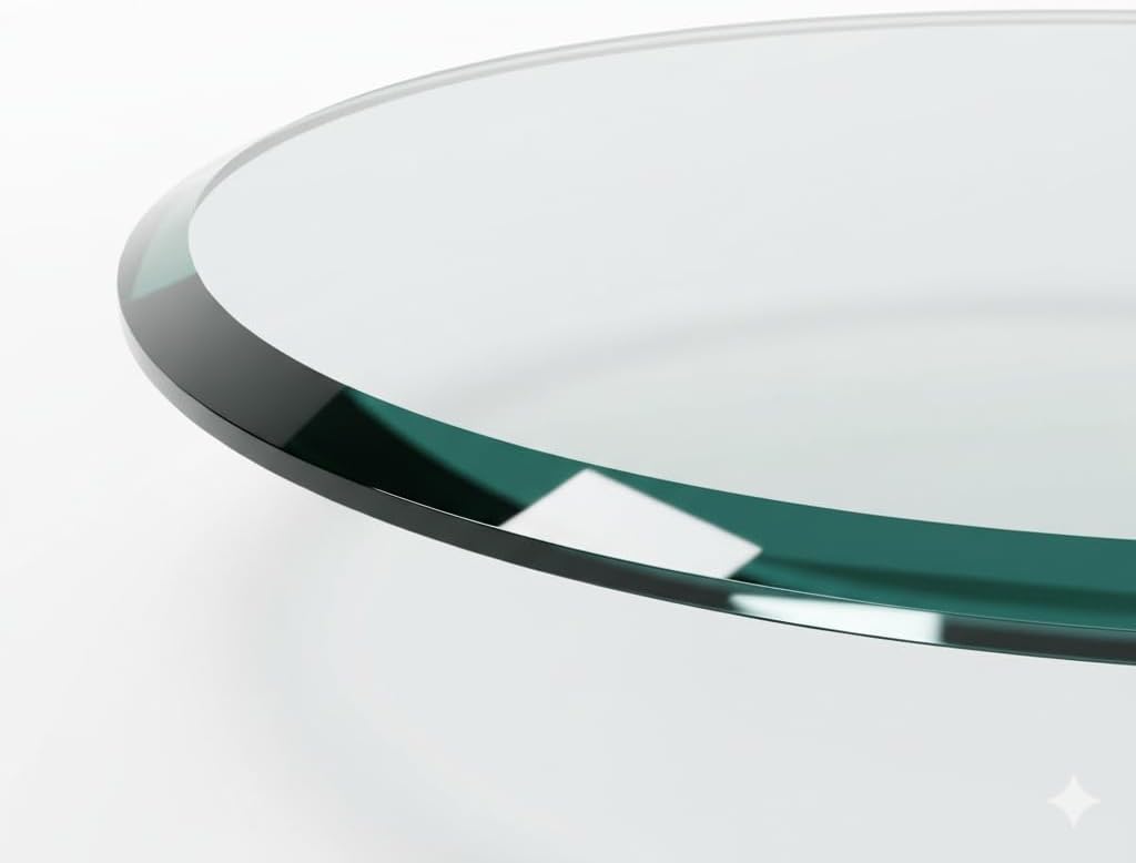 13" Inch Round Glass Table top - 1/2" Thick - Beveled Edge