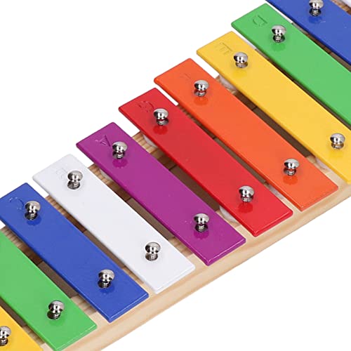 Rosvola Xilofone infantil Instrumento colorido, 15 notas, Xilofone portátil com 2 marretas para cria