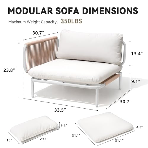 Image of Crestlive Products Oversized Outdoor Couch, 2-Seater Modular Sectional Sofa with Cushions, Modern Patio Conversation Set for Backyard, Deck, Porch or Poolside
