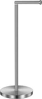 DAWNER 26-inch Freestanding Toilet Paper Holder, Stainless Steel Rust-Resistant Toilet Paper Stand with Storage, Sturdy Heavy-Duty Flat Base for Bathrooms, Kitchens, and Apartments, Brushed Nickel