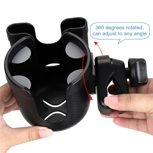 Image of Accmor Stroller Cup Holder with Phone Holder, Bike Cup Holder, Universal Cup Holder for Uppababy Nuna Strollers, 2-in-1 Drinks Holder for Walker, Wheelchair, Scooter