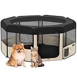 PawHut Parque Plegable para Perros y Gatos Impermeable Ø90x41 cm Negro