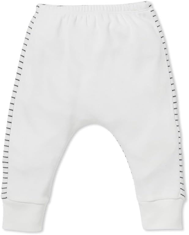 Mori Baby Harem Style Yoga Pants in Grey Stripe and White - Viscose from Bamboo - Unisex Trousers with Two Tone Design & Back Pocket - 12-18 Months