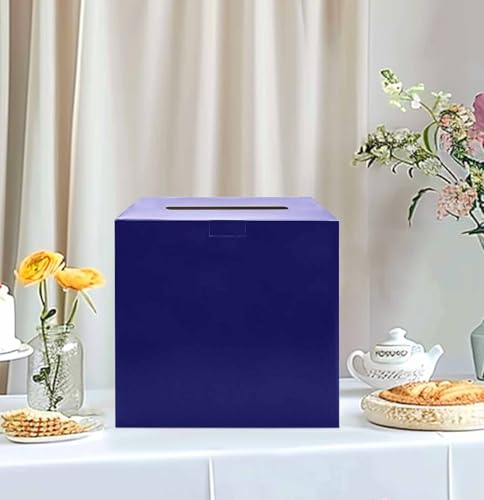 Image of SietDESEO Blue Card Box for Party 9.8 inch x 9.8 inch Large Gift Card Box Holder for Wedding Reception Baby Shower Birthday Graduation Card Box