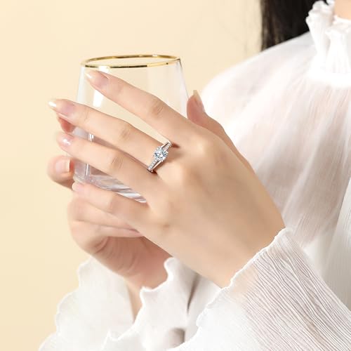 2CT Moissanite Engagement Ring for Women D Color VVS1 Eternity red Moissanite round Cut S925 Sterling Silver Plated 18k White Gold Wedding Promise Anniversary Engagement Ring3