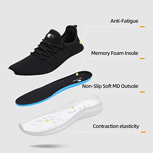 Sk·trip Women's Walking Shoes Lightweight Breathable Flying Woven Mesh Upper Casual Jogging Shoes Ladies Tennis Shoes Workout Footwear Non-Slip Gym Sneakers For Women Black/White #TOP2
