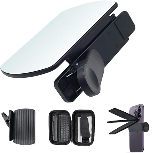 New Upgrade Universal Mobile Phone Reflection Camera Mirror Clip Kit,Angle Adjustable Smartphone Camera Mirror Reflection Kit,Portable Allows Reflection Shots for Easy Travel Photography (Black)