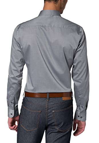 Eterna Uomo Plain Stretch Shirt Slim Fit Grey