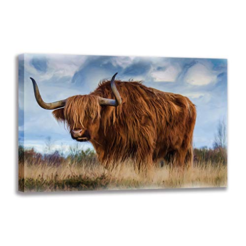 Poster mural vache des Highlands 80x120cm - Toile décoration chambre et salon moderne