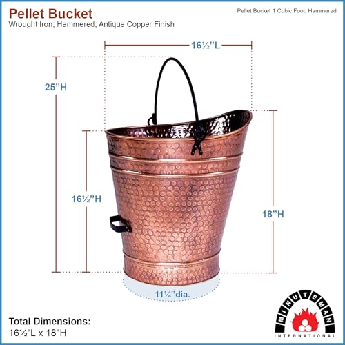 Minuteman International Coal Hod Bucket, Large Gehämmerter Kupfer-Pellet-Eimer
