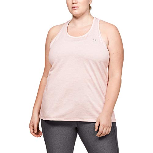 Under Armour Women's Tech Twist Tank Top , Dash Pink (667)/Metallic Silver , 2X