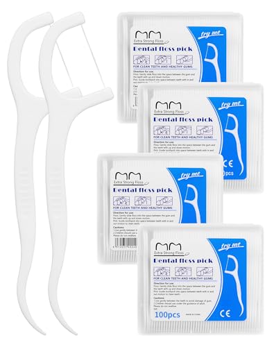 400x Zahnseide Sticks Dental Floss Zahnseide Zahnstocher Zahnpflege 3X Zahnreinigung Flossers mit 4er tragbaren Etui Zahnseidesticks Zahnreiniger Sticks zur Entfernung von Plaque und Speiseresten