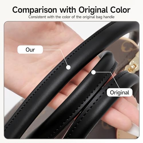 Image of Bag Genuine Vachetta Leather Shoulder Short Strap Replacement Fit for Graceful Damier or Speedy25 30 35(Black)