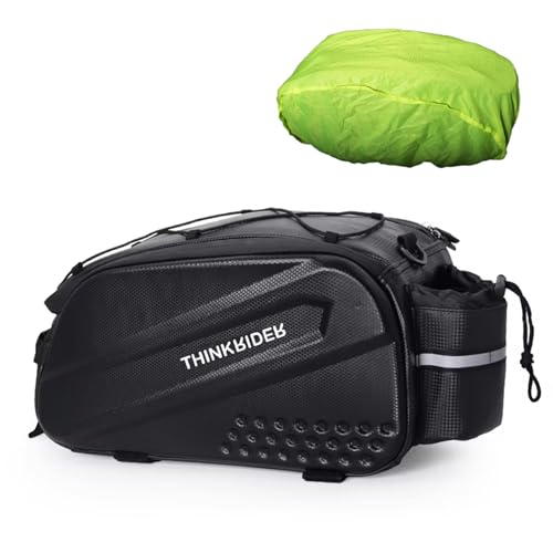 ThinkRider Bike Bags for Bicycle Rear rack 14L Hard Shell Waterproof Bike Ebike Trunk Pannier Saddle Seat Bag Carrier with Reflector, Rain Cover & Shoulder Strap for Commuter Travel Outdoor