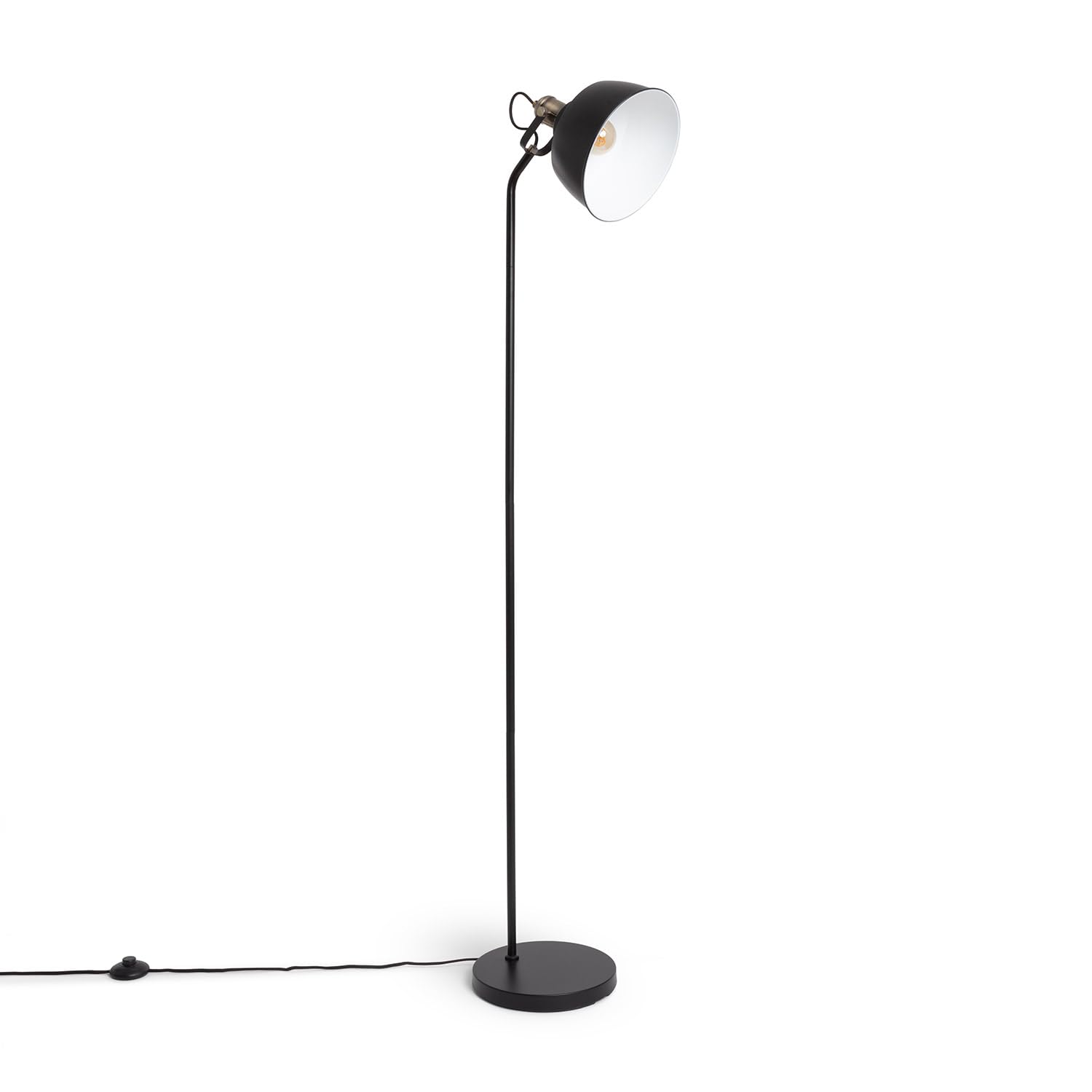 LEDKIA LIGHTING - Lámpara de Pie Luise | Iluminación Elegante y Funcional | Diseño Contemporáneo y Vintage | Soporta hasta 25W | Ideal para Salón, Dormitorio, Negro, Metal