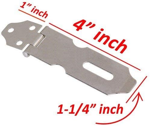 Miniatura 4 de Wideskall Cerrojo de seguridad giratorio chapado en zinc de 4 pulgadas y grapas con tornillos (paquete de 10)