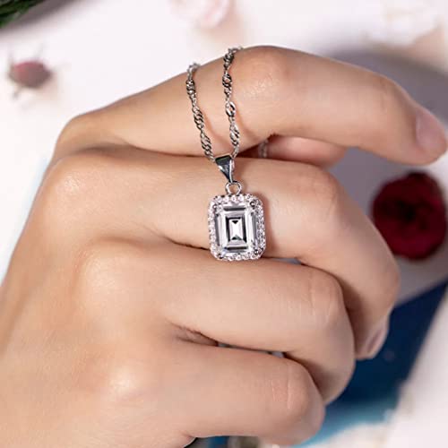 Collier en argent 925 avec pendentif carré saphir blanc 4CT pour femme