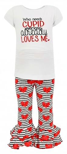 Image of Unique Baby 2 Piece Girls Double Ruffle Leggings and Short Sleeve Shirt Clothes Set Kid and Toddler Girl Outfit
