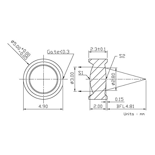 Image of CAY049 Laser Diode Collimator Lens - O5 Aspherical Plastic Lens (NA:0.27, EFL:4.96 mm), 10 PCS