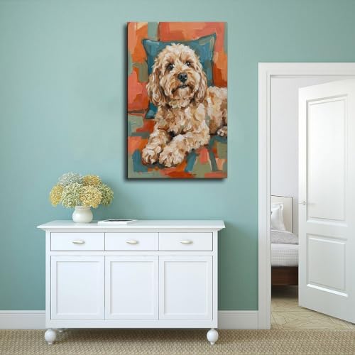 Poster Cockapoo 30x45 cm - Tableau Chien Beige et Bleu pour Déco Salon - 4
