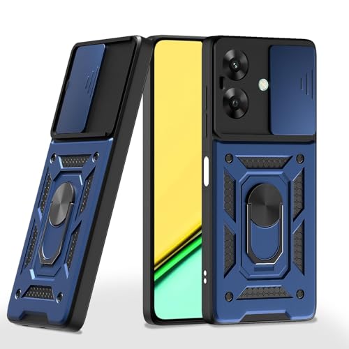 Image of Pikkme Back Cover for Realme Narzo N61 / Realme C61 4G | Sliding Camera Shield with Ring Stand | D10 Full Camera Protection Bumper Case (Blue)