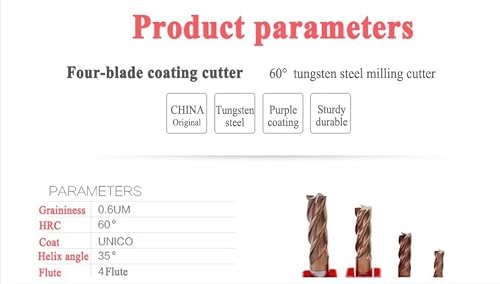 Lf&Lqew 5Pcs Big Sale Hrc60 1Mm 1.5Mm 2Mm 2.5Mm 3Mm 4Mm Solid Carbide Endmills 4Flute Side Milling Slotting Milling Cutter Face Mill (Size : 1.0Xd4X50L) #TOP14