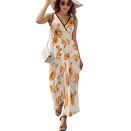 Robe à volants Tour Eiffel pour femme sans manches col en V multicolore taille L