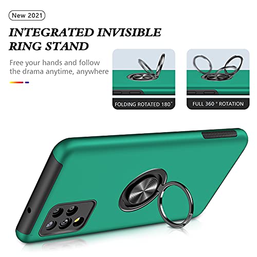 Image of Galaxy A42 5G Case for Samsung A42 Case Military Grade Shockproof Built-in Ring Holder Kickstand Car Mount Armor Heavy Duty Protective Case for Galaxy A42 Phone Case (Dark Green)