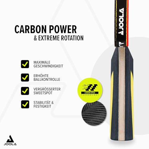 Foto von JOOLA 54195 Carbon Pro ITTF Zugelassener Tischtennis-Schläger für Fortgeschrittene Spieler - Carbowood Technologie, mehrfarbig, one size