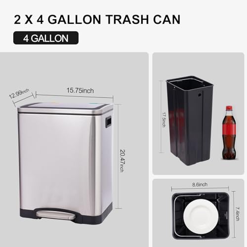 Caneca de basura doble para cocina 2 x 15L acero inoxidable miniatura 2