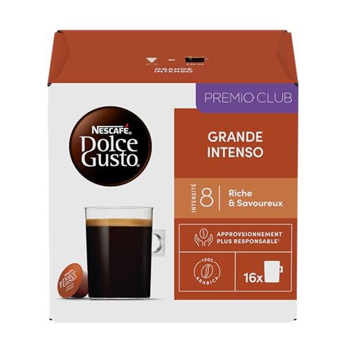 NESCAFE DOLCE GUSTO Grande Intenso - Café Capsule - Intensité 8-100% Arabica - 96 Capsules (6 Boîtes x 16)