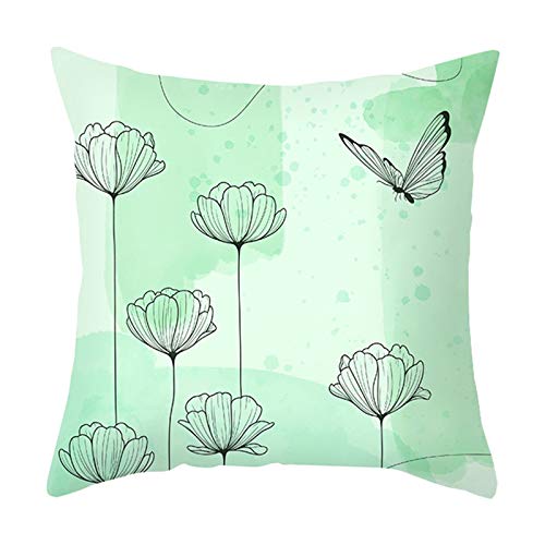 Lieson Lot Housse de Coussin 40x40, Housse Oreiller Canapé Vert Clair Coussin Moderne Papillon Fleur Simple, Polyester