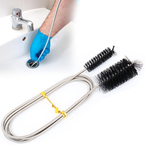 1 Stück 200 cm Rohrreinigungsspiralschlauchbürste, Abflussbürste schwarz, Rohrreinigungsbürste, Abflussreiniger-Spiralbürste