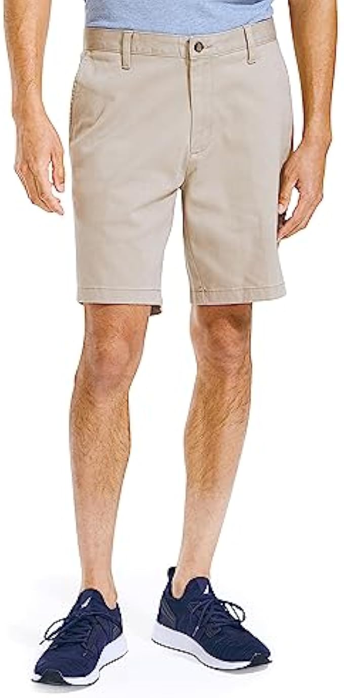 Nautica Men's Classic Fit Flat Front Stretch Solid Chino 8.5" Deck Shorts