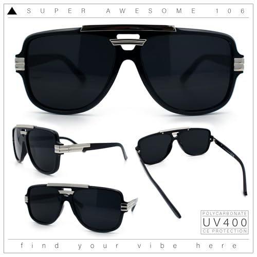 SA106 Classic 80s Rapper Mid Temple Flat Top Bridge Thick Plastic Racer Sunglasses2