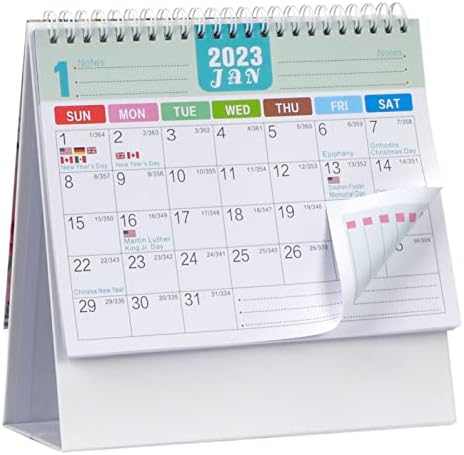WWW Desk Calendar 2023-Standing Flip Desktop Calendar 2023,Jan 2023 to Dec 2023,8" x 8",12 Month Desktop Calendar with Thick Paper,to-do List & Monthly Plan,Twin-Wire Binding,Unruled Blocks