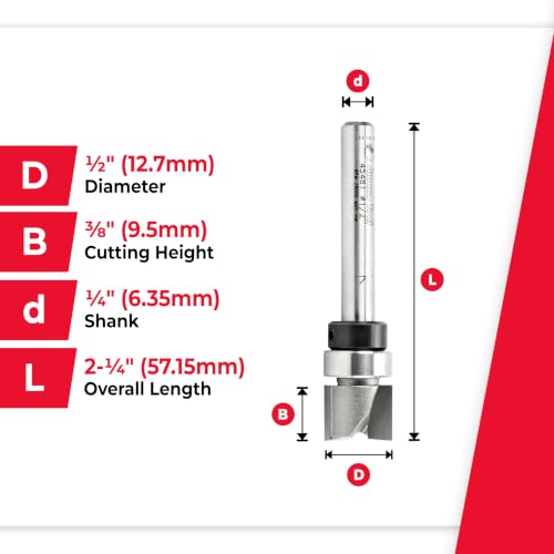 Image of Amana Tool - 45481 Carbide Tipped Flush Trim Plunge Template 1 /2 Dia x 3 /8 x 1 /4 inch Shan