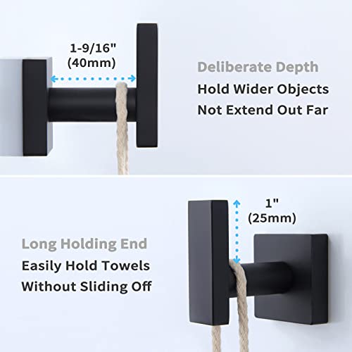 Angle Simple Bathroom Towel Hook, Stainless Steel Bath Towel Holder, Kitchen Towel Rack, Heavy Duty Garage Wall Hook, Single Robe Coat Hook Matte Black #TOP5