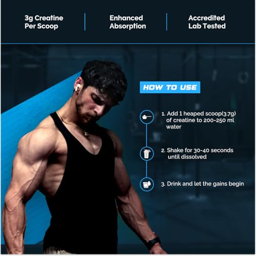 Wellcore Pure Micronised Creatine Powder (33 Servings, Kiwi Kick) For Enhanced Muscle Strength With Rapid Absorption | Creatine Monohydrate | Wellcore Creatine Flavoured - 122g