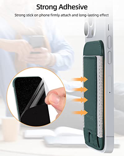 Phone Card Holder, Premium Leather Phone Wallet Stick On, Strong Adhesive Cell Phone Pocket Credit Card Holder For Phone Compatible With Iphone, Samsung & Most Smartphones, Fit 7 Cards, Green, 1 Pack #TOP3