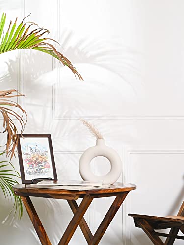 Image of PUREZENTO Ceramic White Donut Vase 8 Inch - Pack of 1 | Decorative Donut Vase for Dried Flowers and Pampas Grass | Vases for Modern Home Decor, Living Room, Office Decor Ideas
