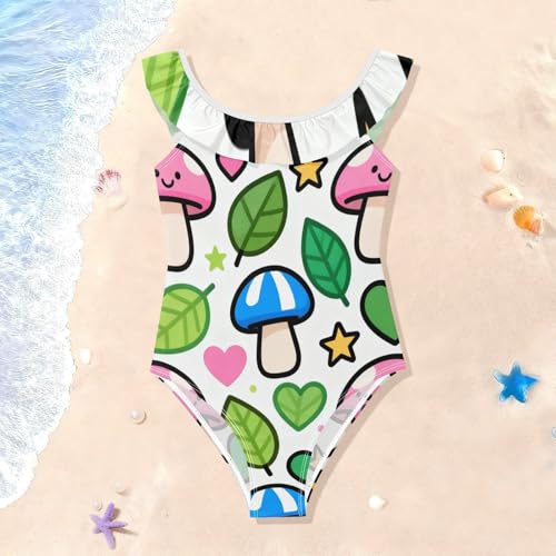 Traje de baño para niñas de 3 a 6 años de hongo colorido para verano 3