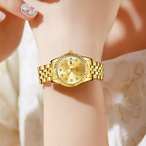 OLEVS Watches for Women Diamond Luxury Dress Women Watches Analog Quartz Waterproof Day Date Stainless Steel Wristwatch3