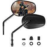Motorcycle Handlebar Mirrors - Black Tapered Long Stem Rear View Mirrors Compatible...